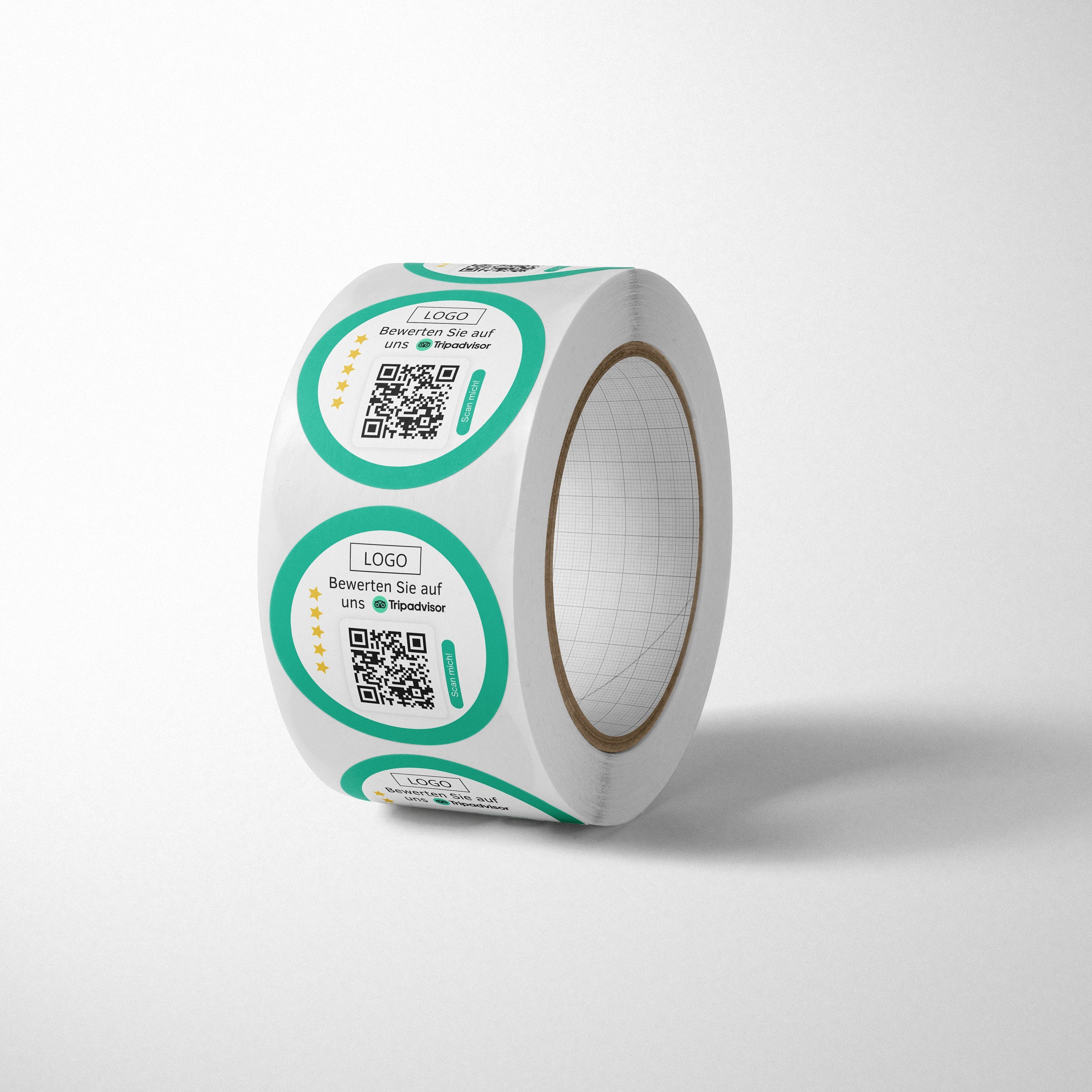 Tripadvisor Bewertung QR-Code Sticker - Personalisierte Etiketten auf Rolle mit Logo - ReviewMe