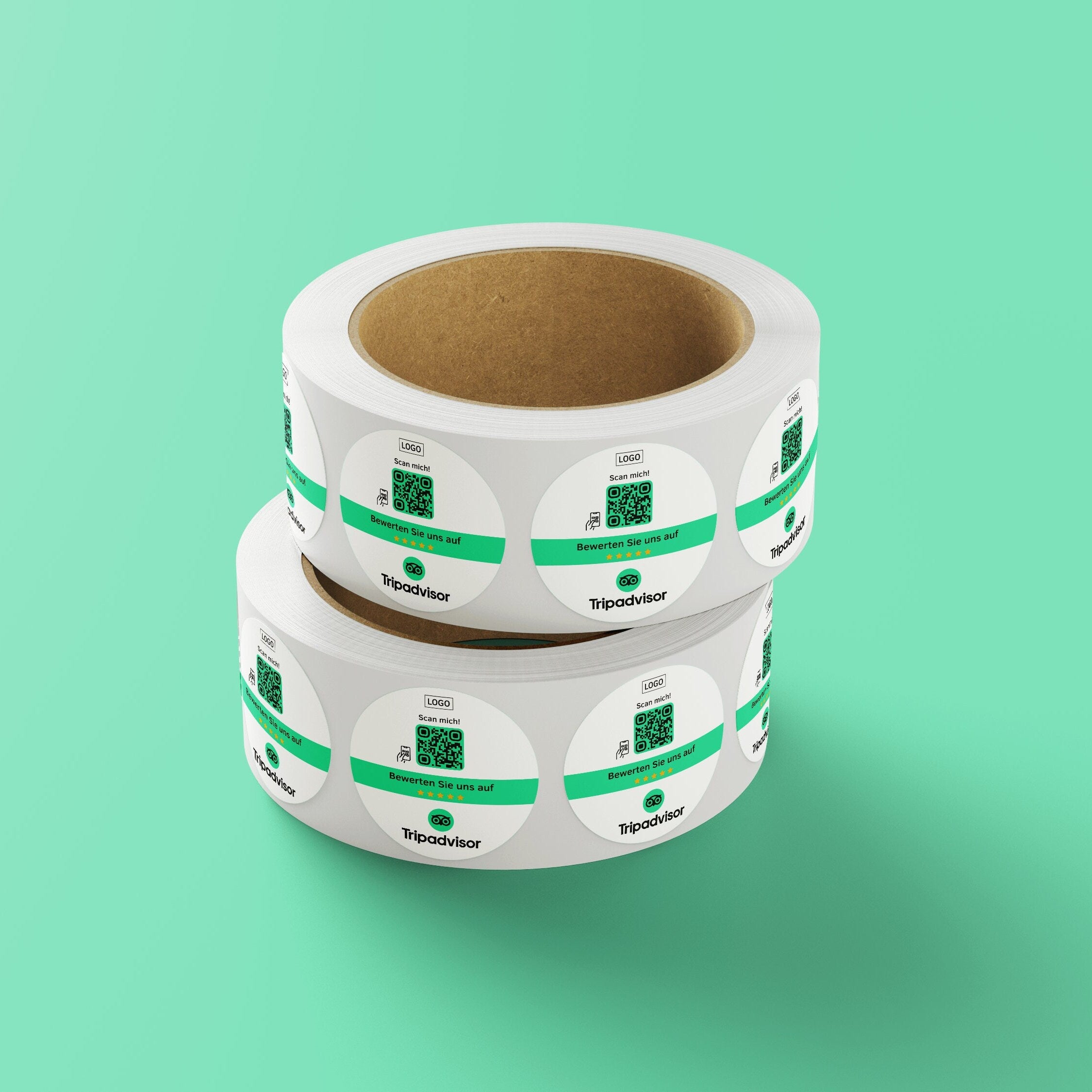 Tripadvisor Bewertung QR-Code Sticker - Personalisierte Etiketten auf Rolle - ReviewMe