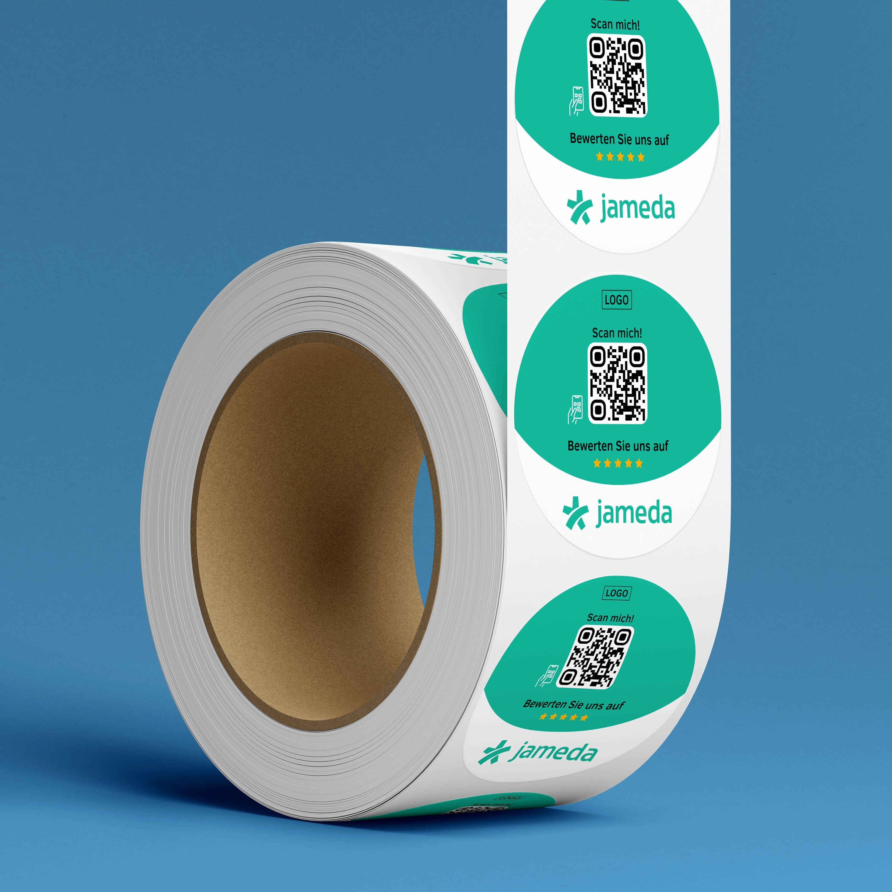 Jameda Bewertung QR-Code Sticker - Personalisierte Etiketten auf Rolle - ReviewMe