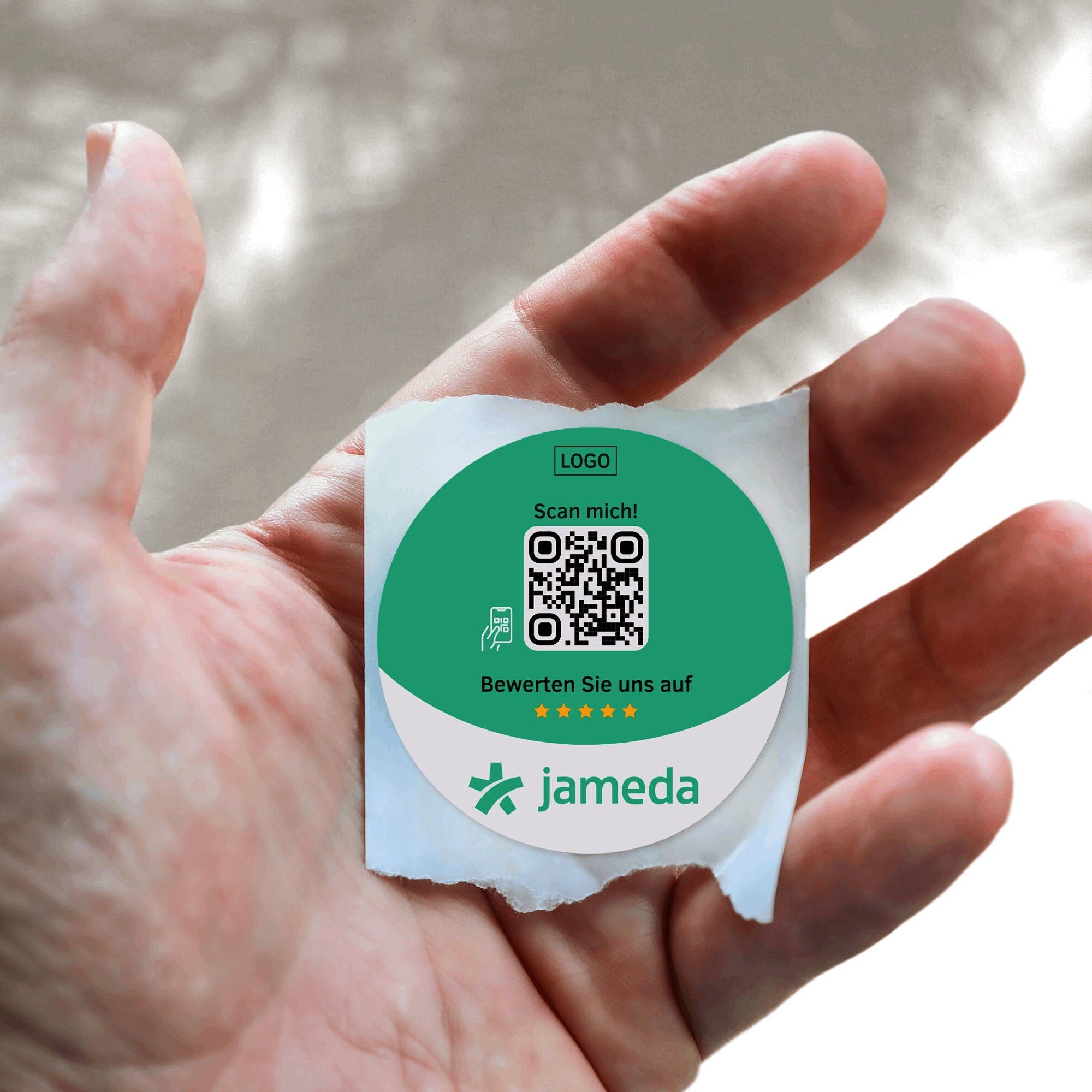 Jameda Bewertung QR-Code Sticker - Personalisierte Etiketten auf Rolle - ReviewMe