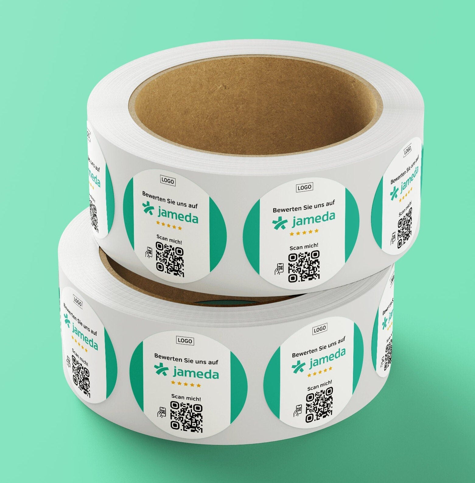 Jameda Bewertung QR-Code Sticker - Personalisierte Etiketten auf Rolle 1 - ReviewMe