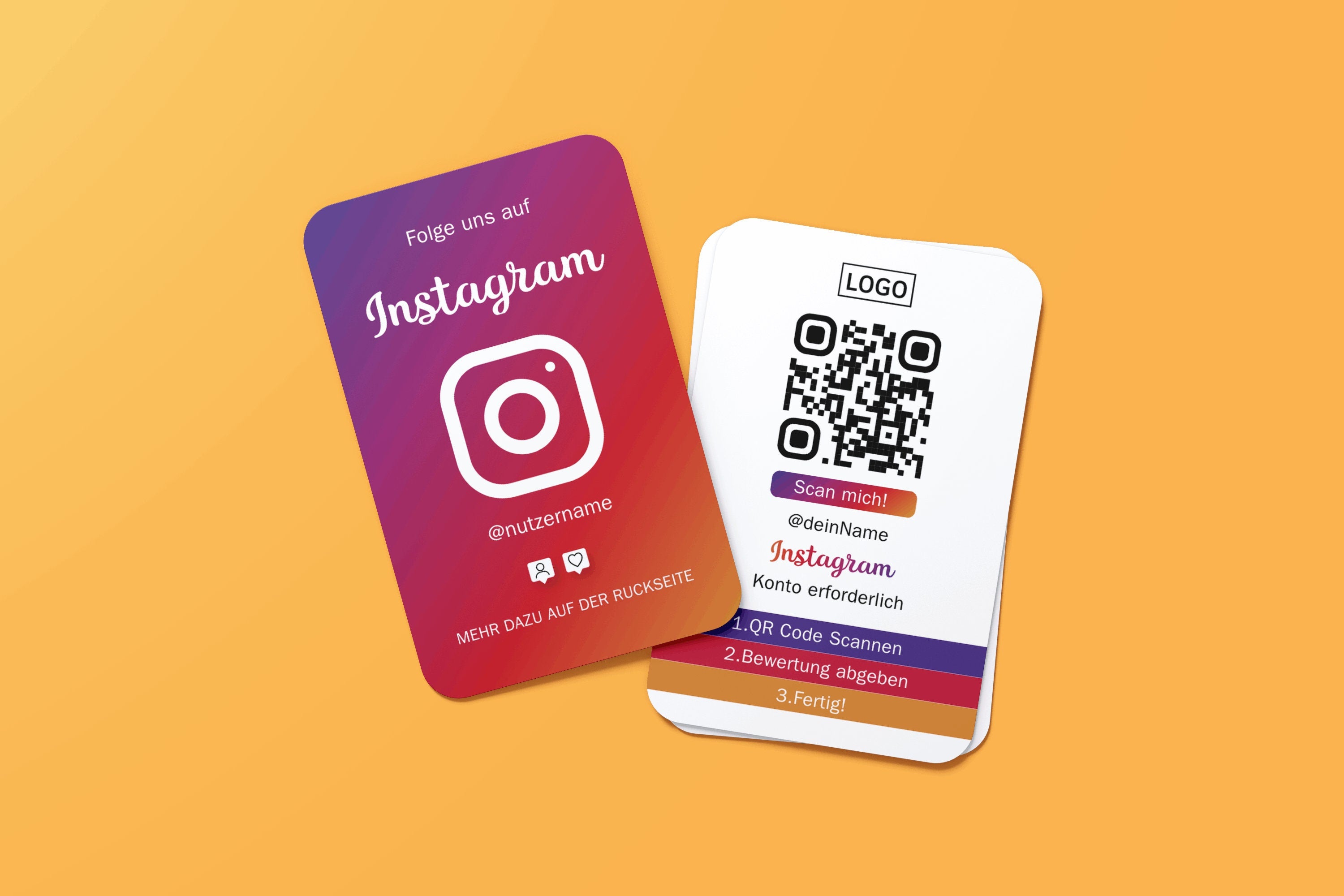 Folge uns auf Instagram Visitenkarte mit Instagram QR Code und Logo - ReviewMe