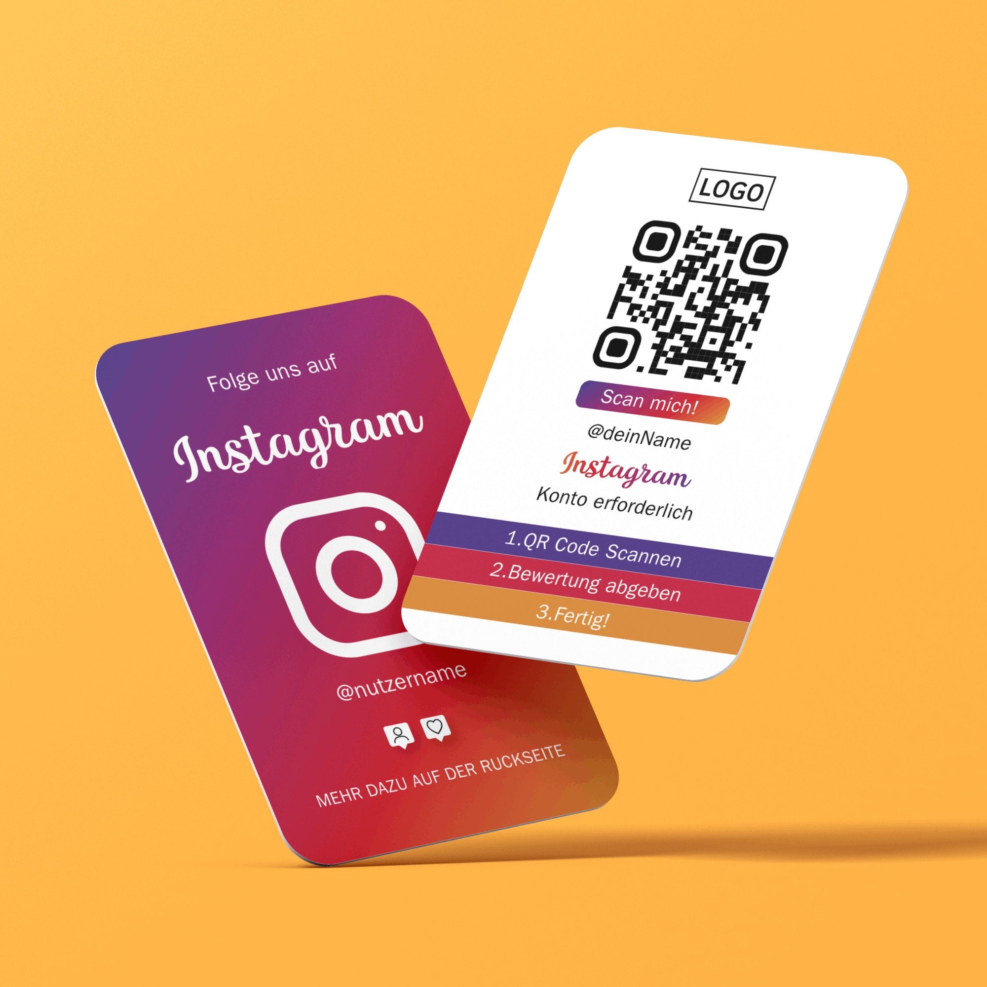 Folge uns auf Instagram Visitenkarte mit Instagram QR Code und Logo - ReviewMe