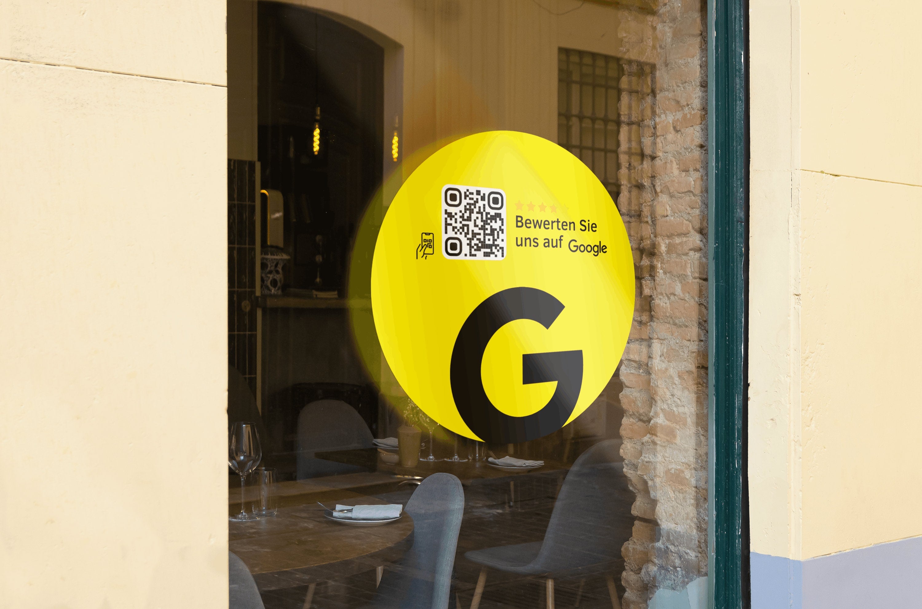 Scheibenaufkleber Google Bewertungen mit QR-Code - Gelb - ReviewMe