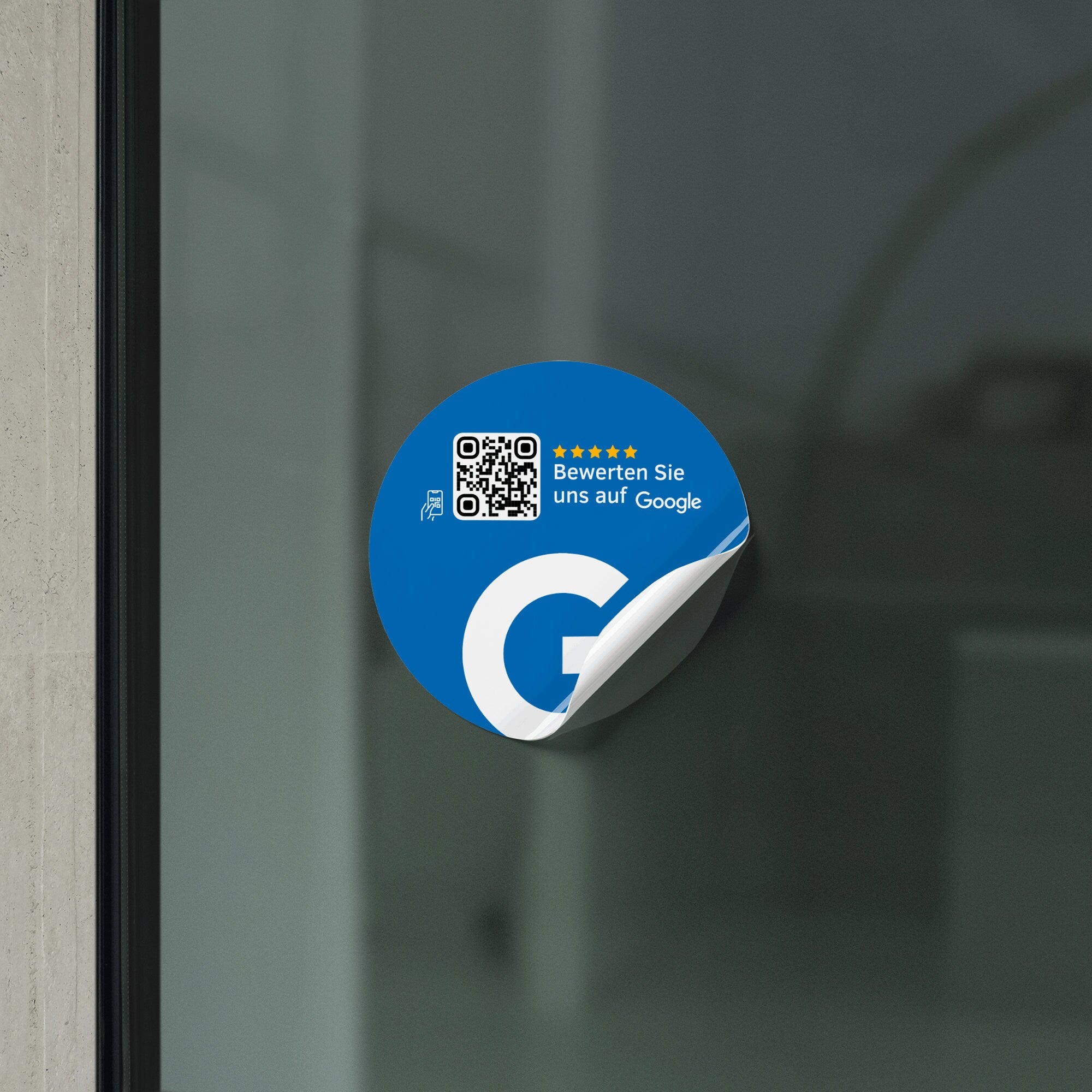 Scheibenaufkleber Google Bewertungen mit QR-Code - Blau - ReviewMe