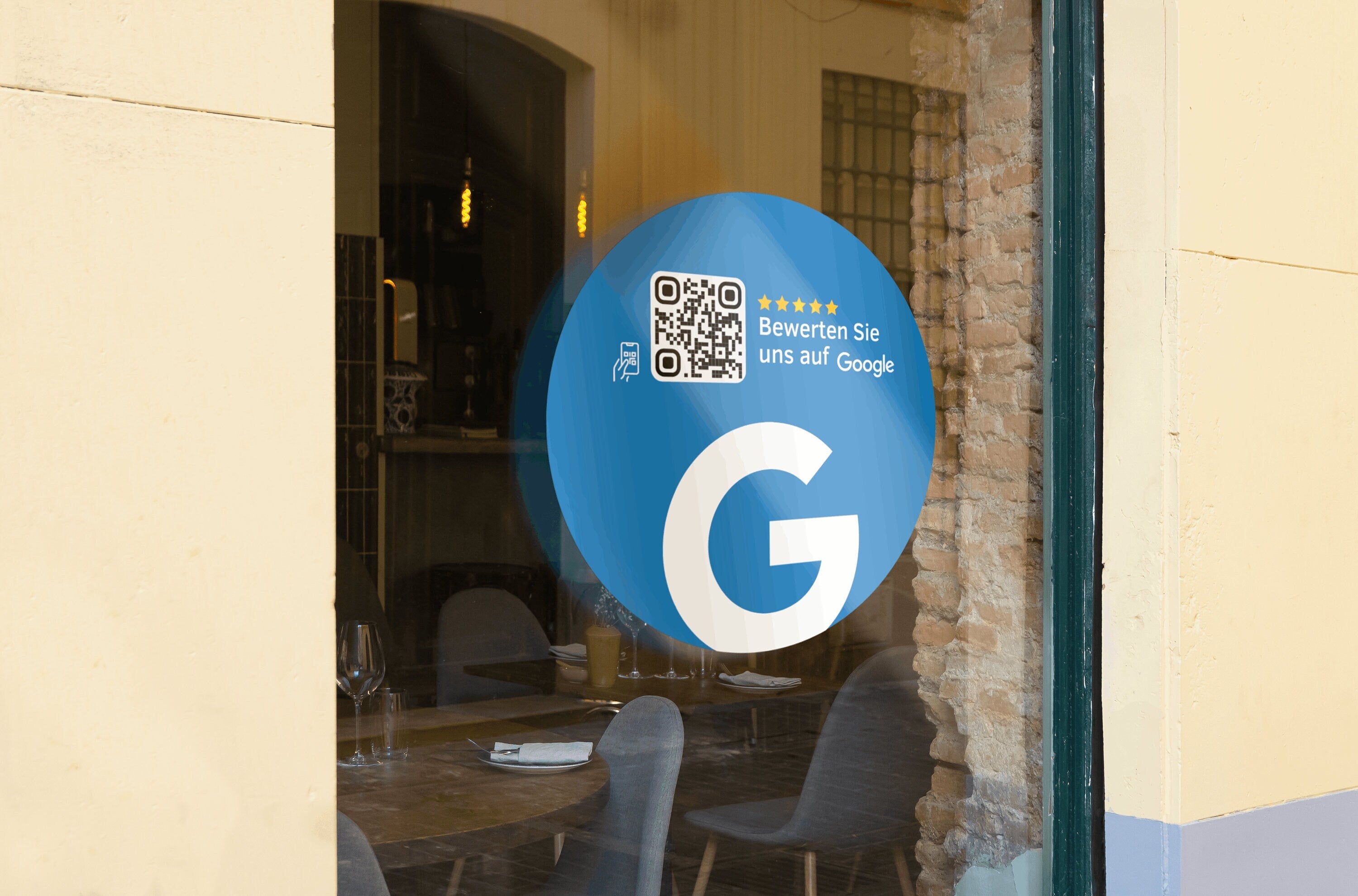 Scheibenaufkleber Google Bewertungen mit QR-Code - Blau - ReviewMe