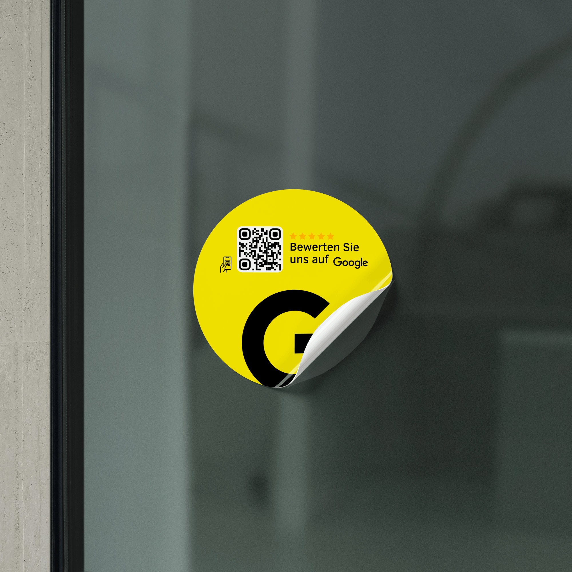 Scheibenaufkleber Google Bewertungen mit QR-Code - Gelb - ReviewMe