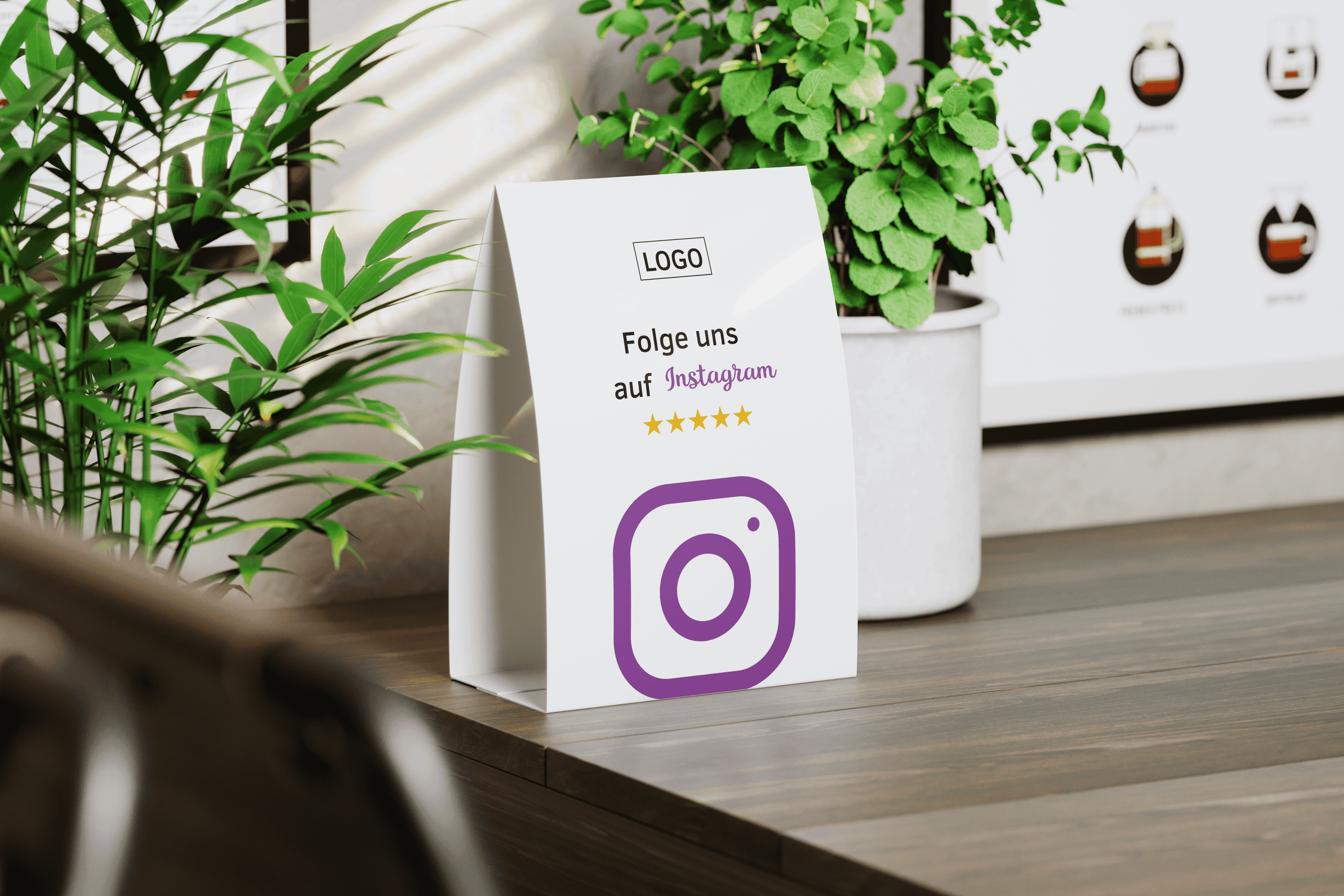 Tischaufsteller Folgen Sie uns auf Instagram - Lila - ReviewMe