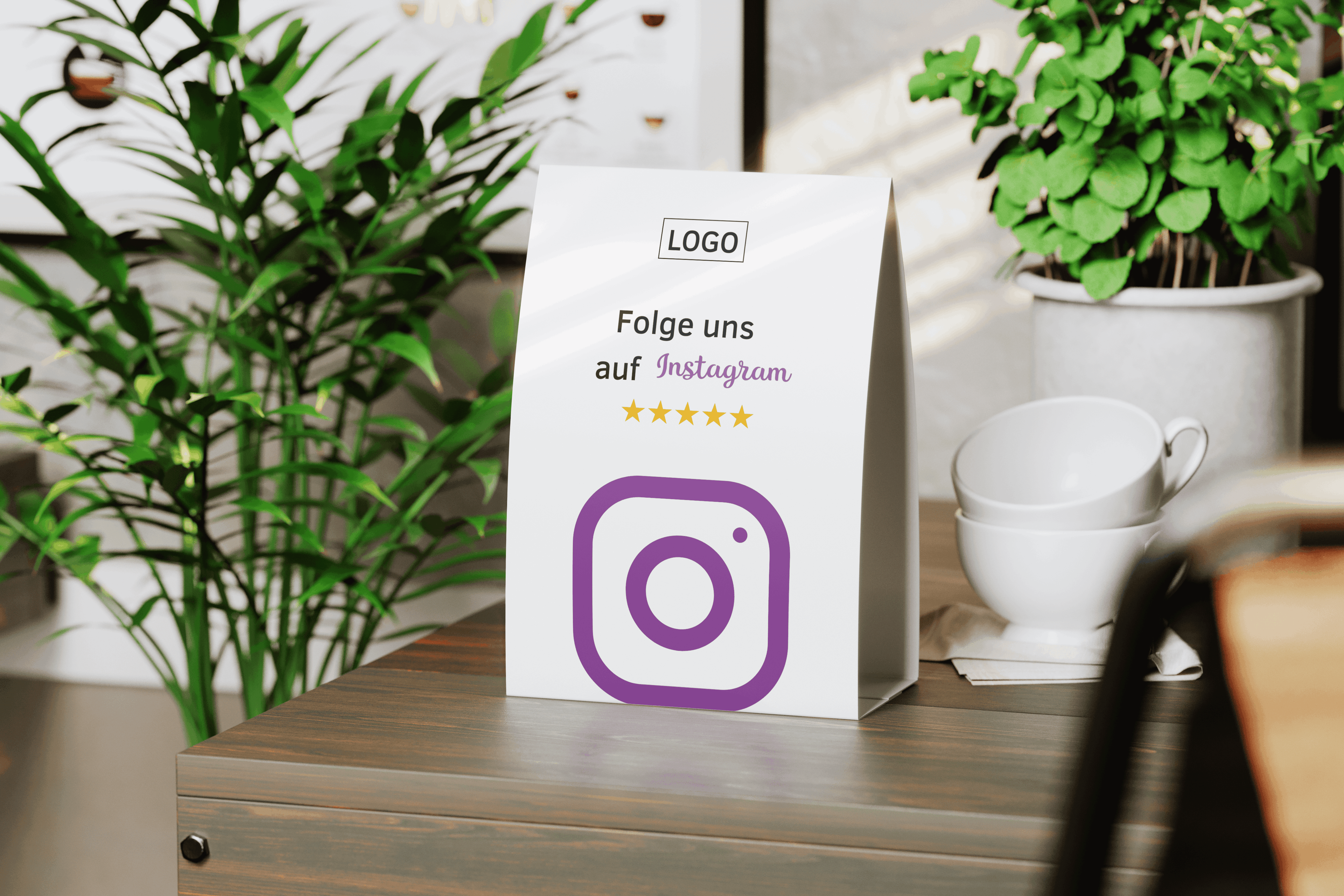 Tischaufsteller Folgen Sie uns auf Instagram - Lila - ReviewMe