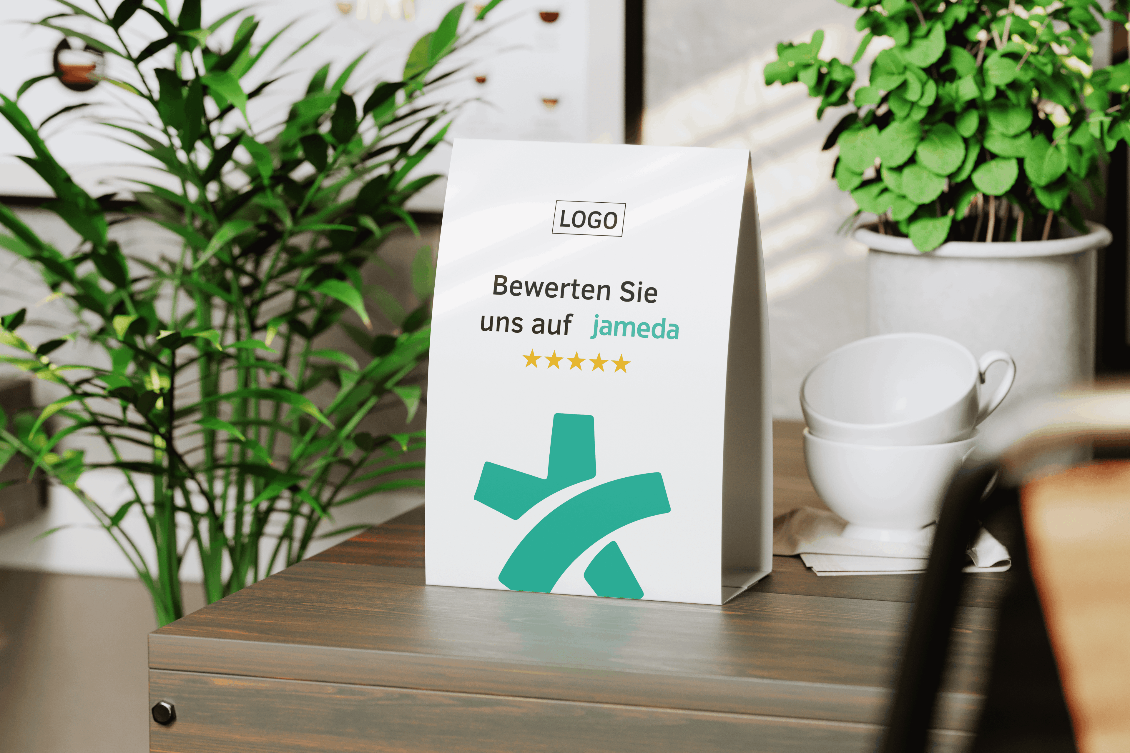 Tischaufsteller Bewerten Sie uns auf Jameda - Schwarz - ReviewMe