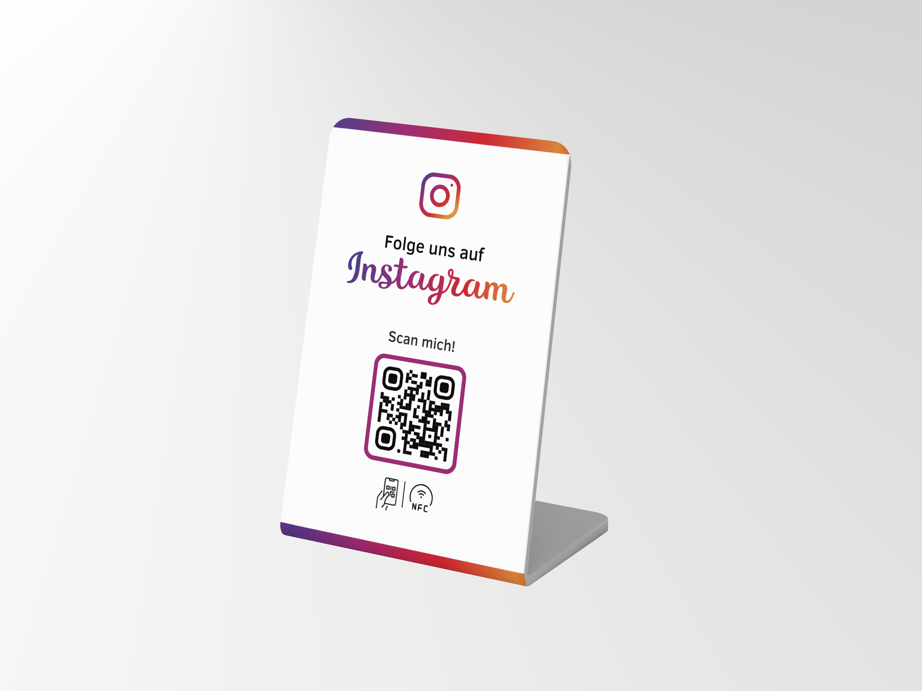 Instagram Tischaufsteller NFC mit QR-Code