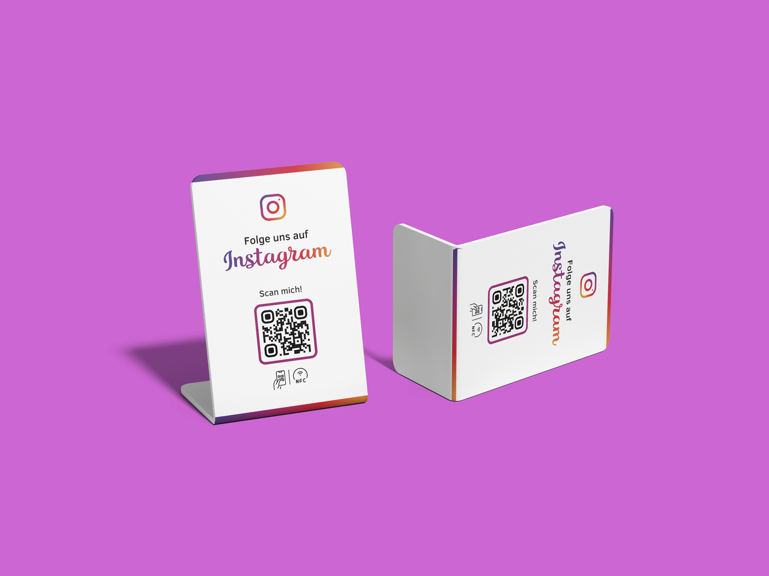 Instagram Tischaufsteller NFC mit QR-Code