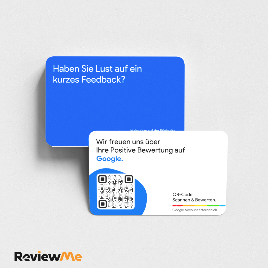 Bewertungskarten für Google Bewertung mit QR-Code Blau