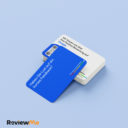 Bewertungskarten für Google Bewertung mit QR-Code Blau