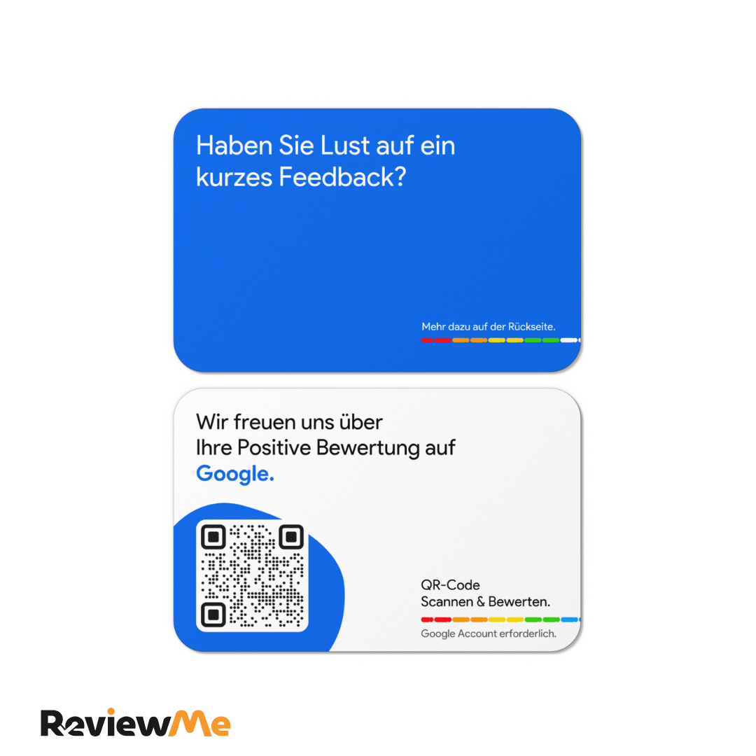 Bewertungskarten für Google Bewertung mit QR-Code Blau