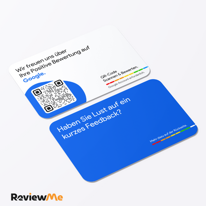 Bewertungskarten für Google Bewertung mit QR-Code Blau