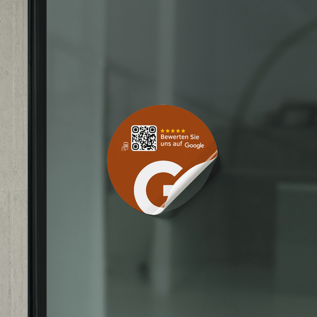 Scheibenaufkleber Google Bewertungen mit QR-Code - Braun - ReviewMe