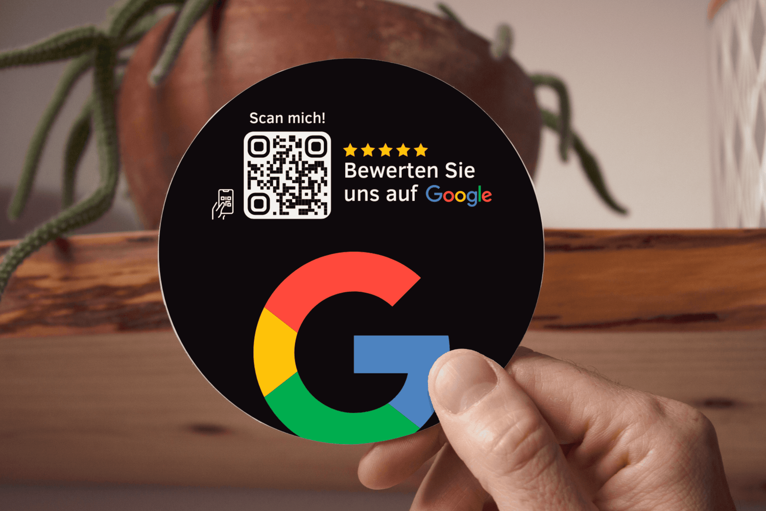 Scheibenaufkleber Google Bewertungen mit QR-Code - Schwarz