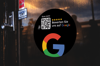 Scheibenaufkleber Google Bewertungen mit QR-Code - Schwarz