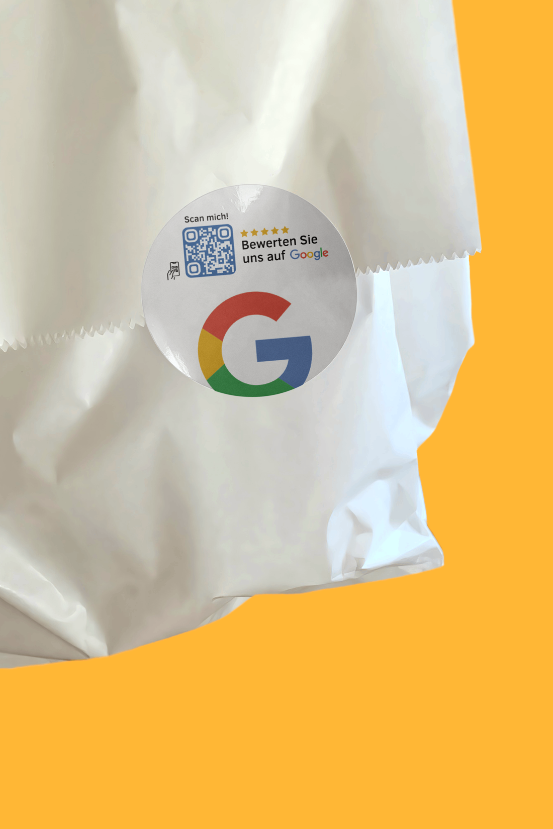 Google Bewertung QR-Code Sticker - Personalisierte Etiketten auf Rolle Weiß 1