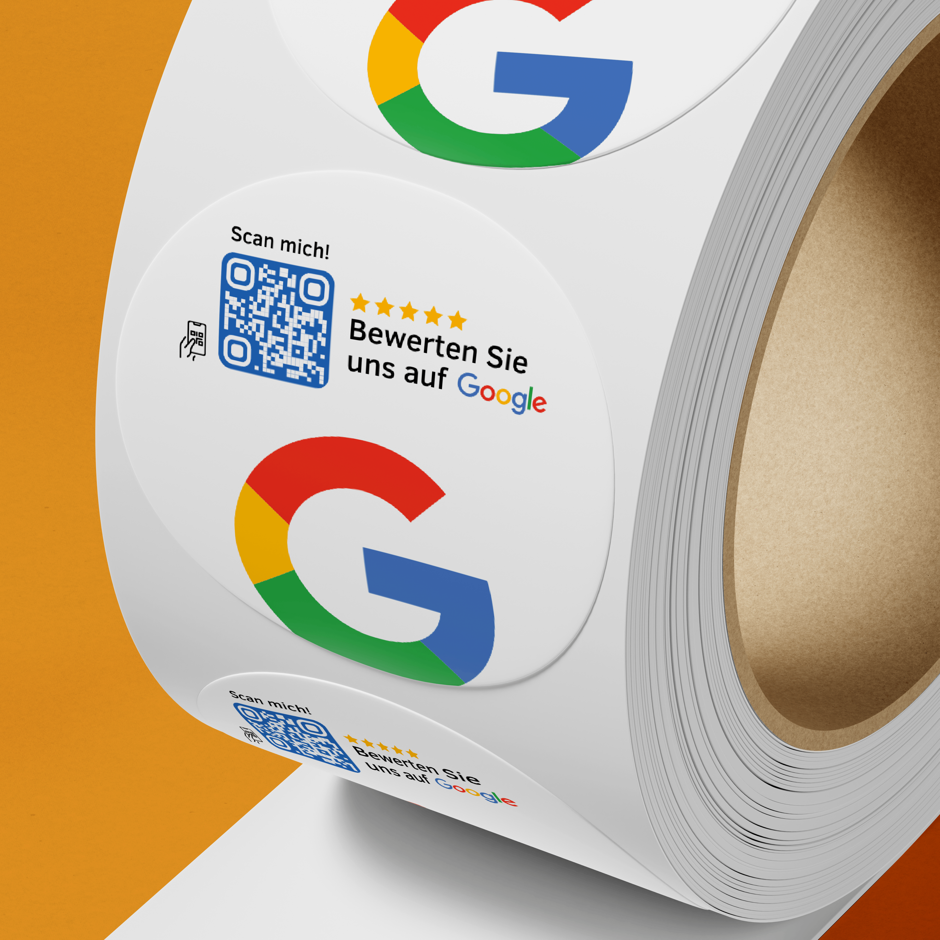 Google Bewertung QR-Code Sticker - Personalisierte Etiketten auf Rolle Weiß 1