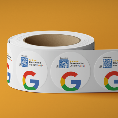 Google Bewertung QR-Code Sticker - Personalisierte Etiketten auf Rolle Weiß 1