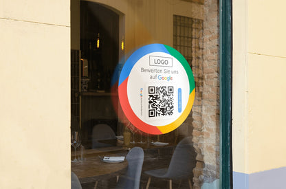 Scheibenaufkleber Logo Google Bewertungen mit QR-Code - Klassisch