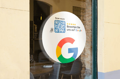 Scheibenaufkleber Google Bewertungen mit QR-Code - Weiß