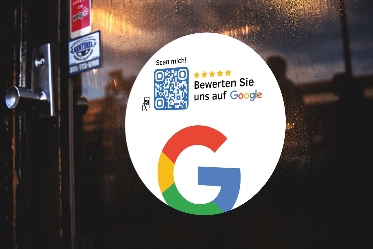 Scheibenaufkleber Google Bewertungen mit QR-Code - Weiß