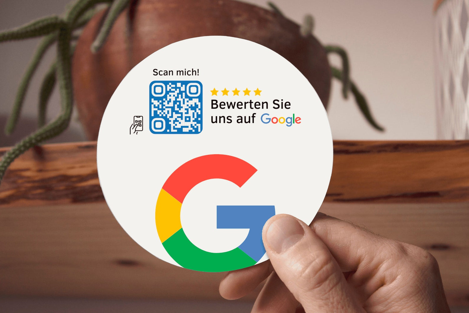 Scheibenaufkleber Google Bewertungen mit QR-Code - Weiß