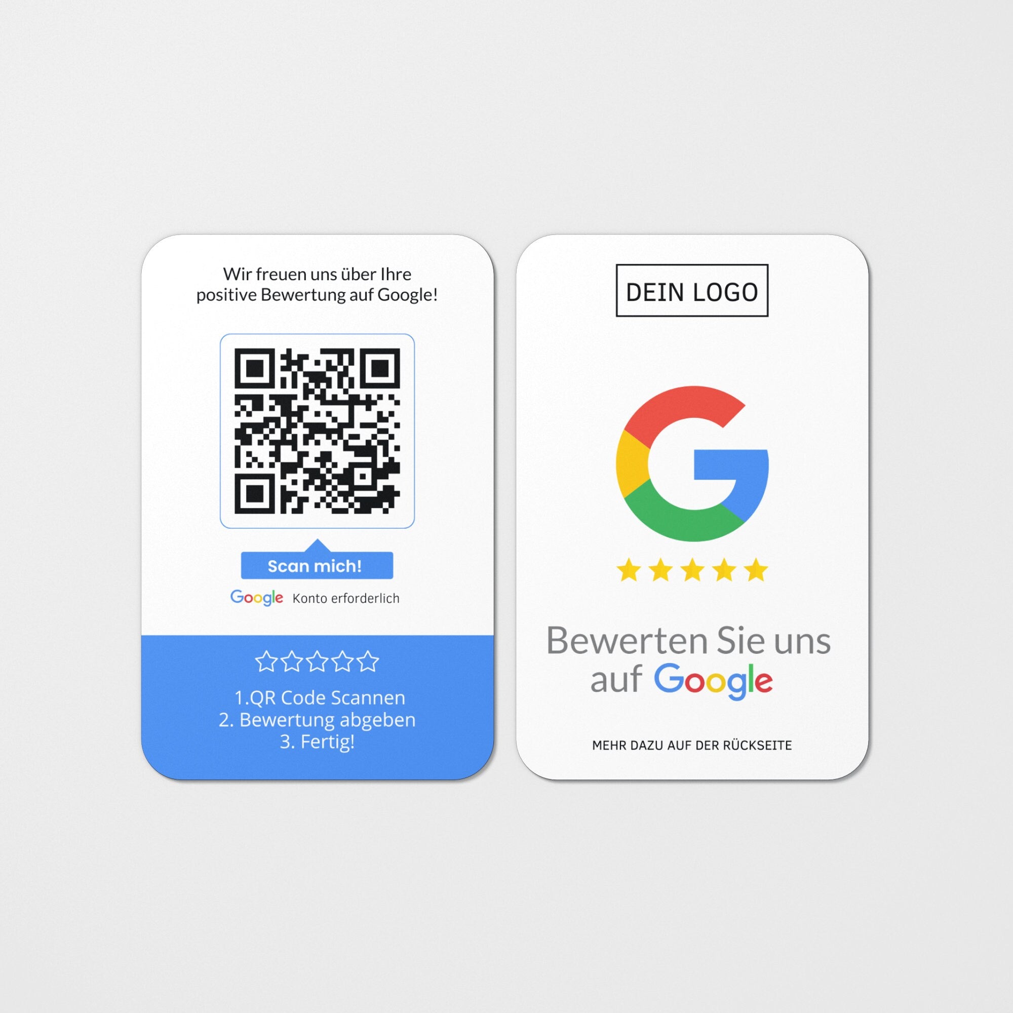 Bewertungskarten mit Logo für Google Bewertung mit QR-Code