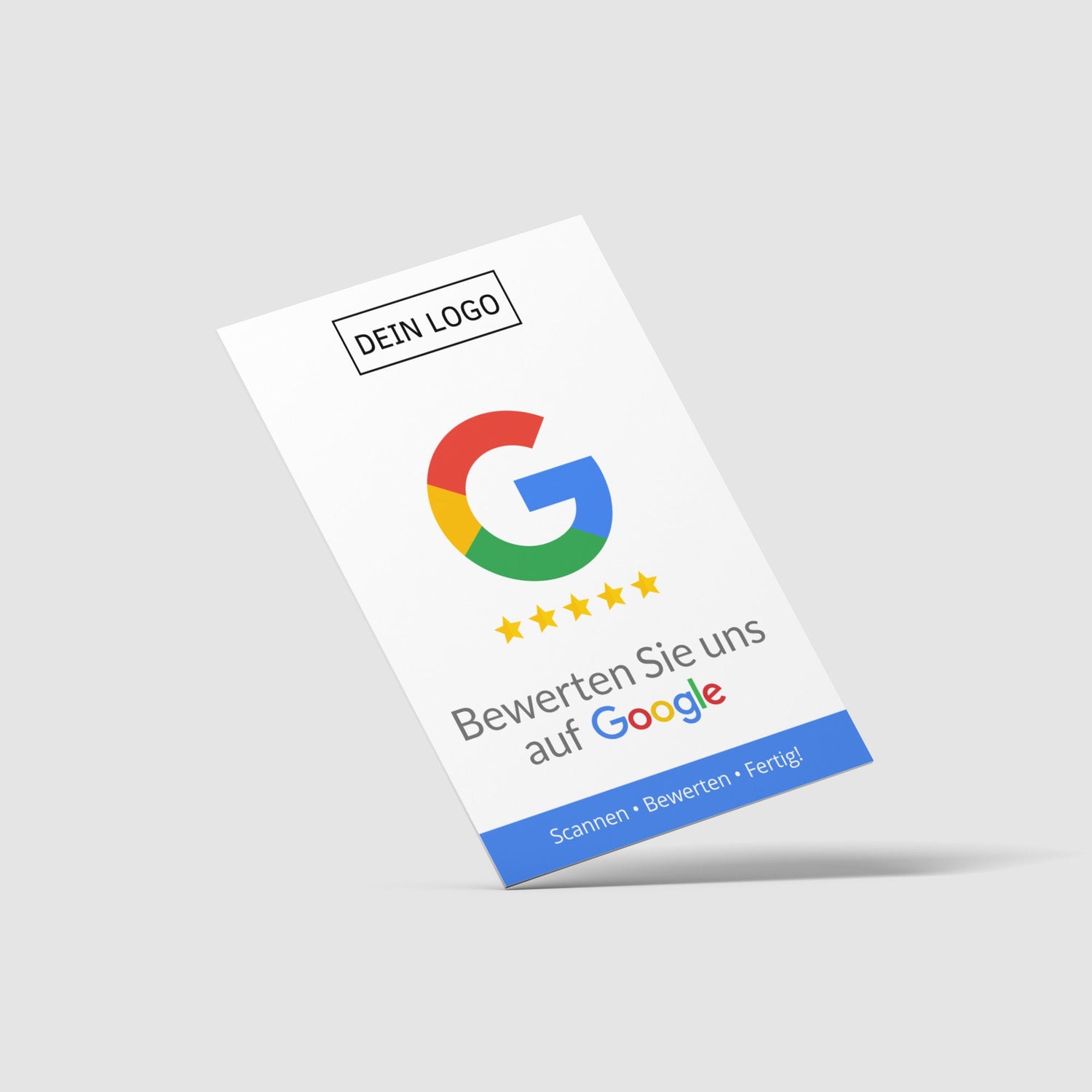 Bewertungskarten mit Kontaktdaten, Logo für Google Bewertung