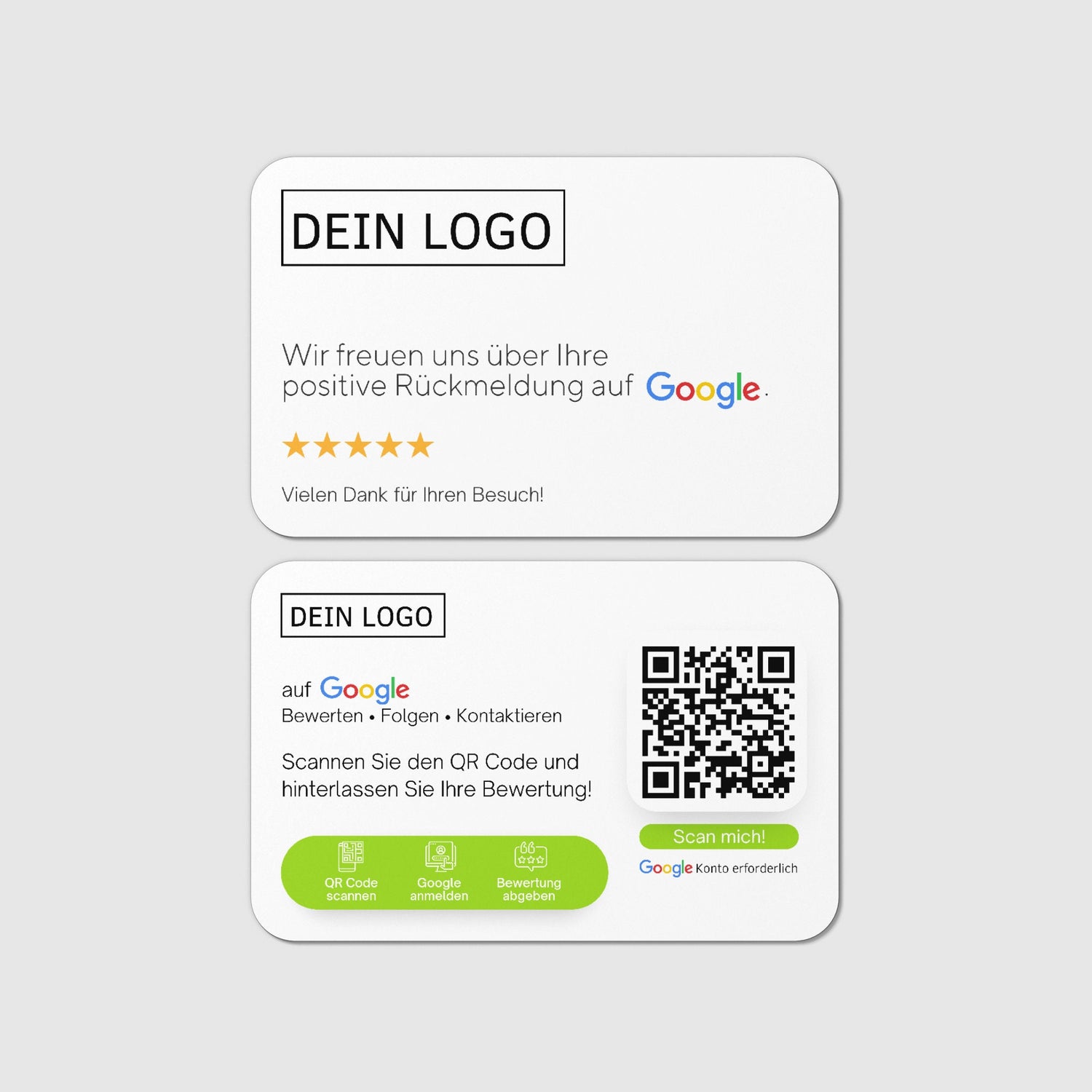 Bewertungskarten mit Logo für Google Bewertung mit QR-Code