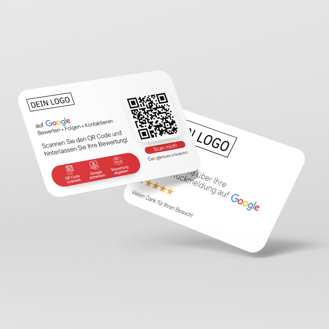 Bewertungskarten mit Logo für Google Bewertung mit QR-Code