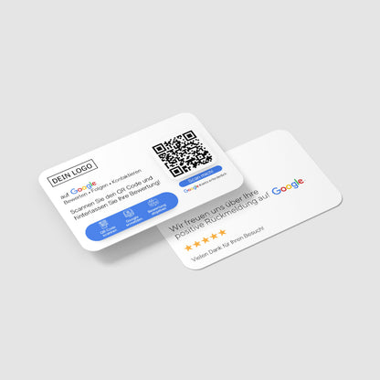 Bewertungskarten mit Logo für Google Bewertung mit QR-Code