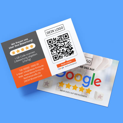 Bewertungskarten für Google mit QR-Code Grau/Orange