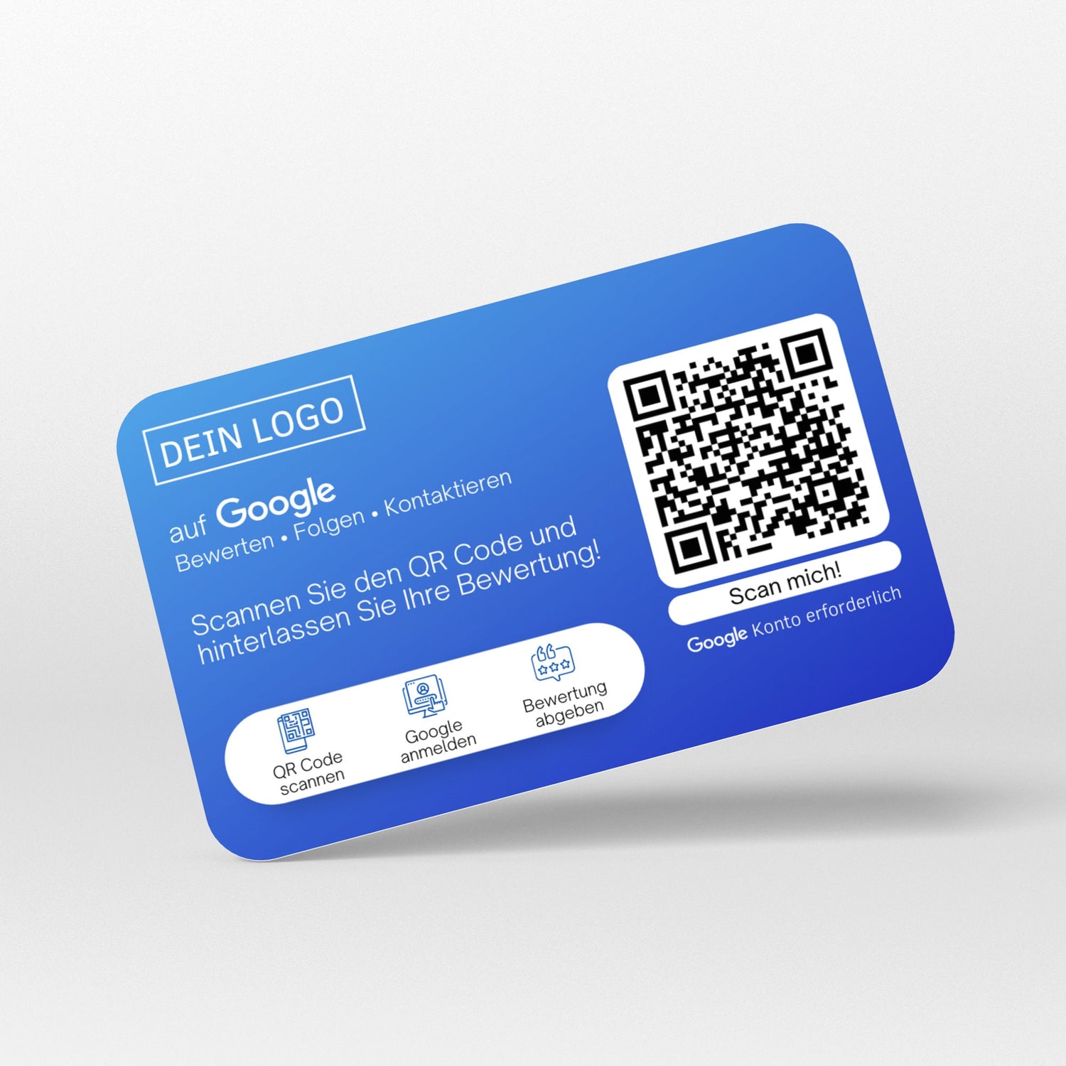 Bewertungskarten für Google Bewertung mit QR-Code Blau Modern