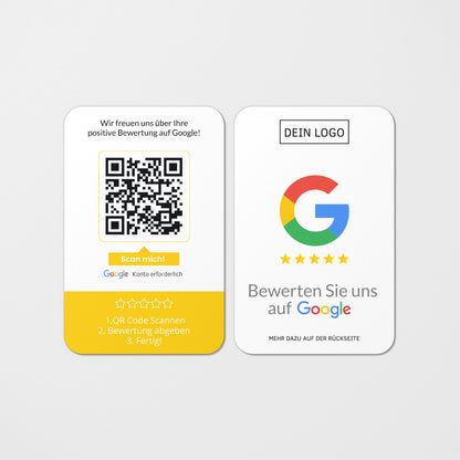 Bewertungskarten mit Logo für Google Bewertung mit QR-Code