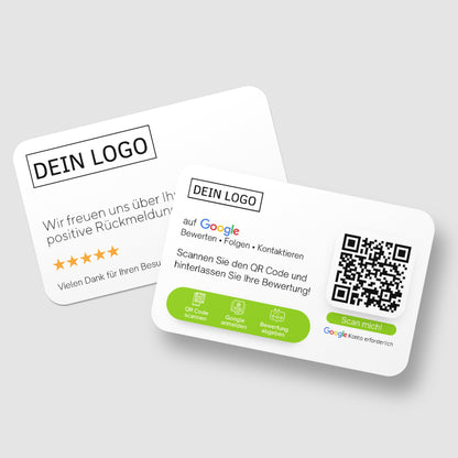 Bewertungskarten mit Logo für Google Bewertung mit QR-Code