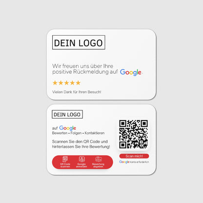 Bewertungskarten mit Logo für Google Bewertung mit QR-Code