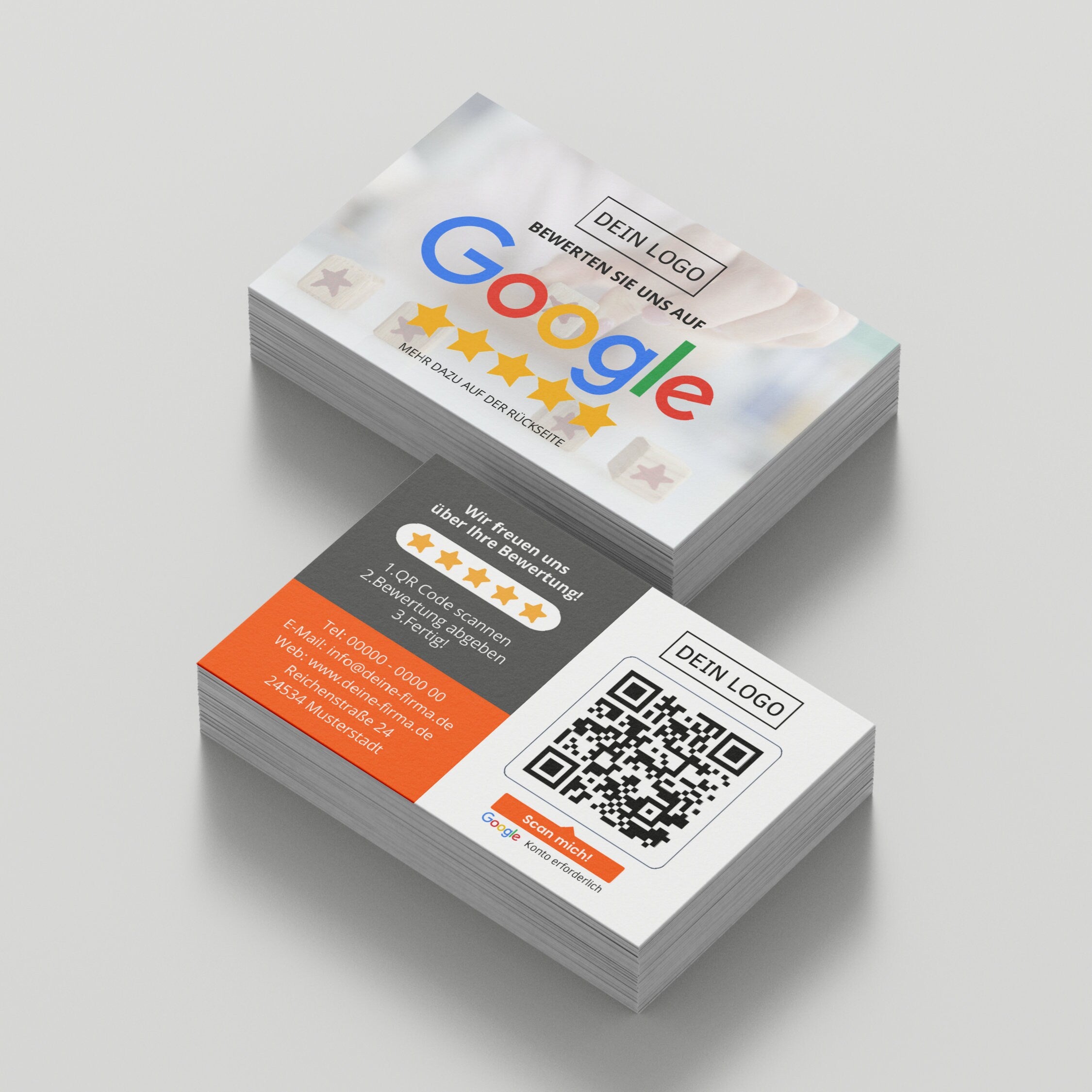 Bewertungskarten für Google mit QR-Code Grau/Orange