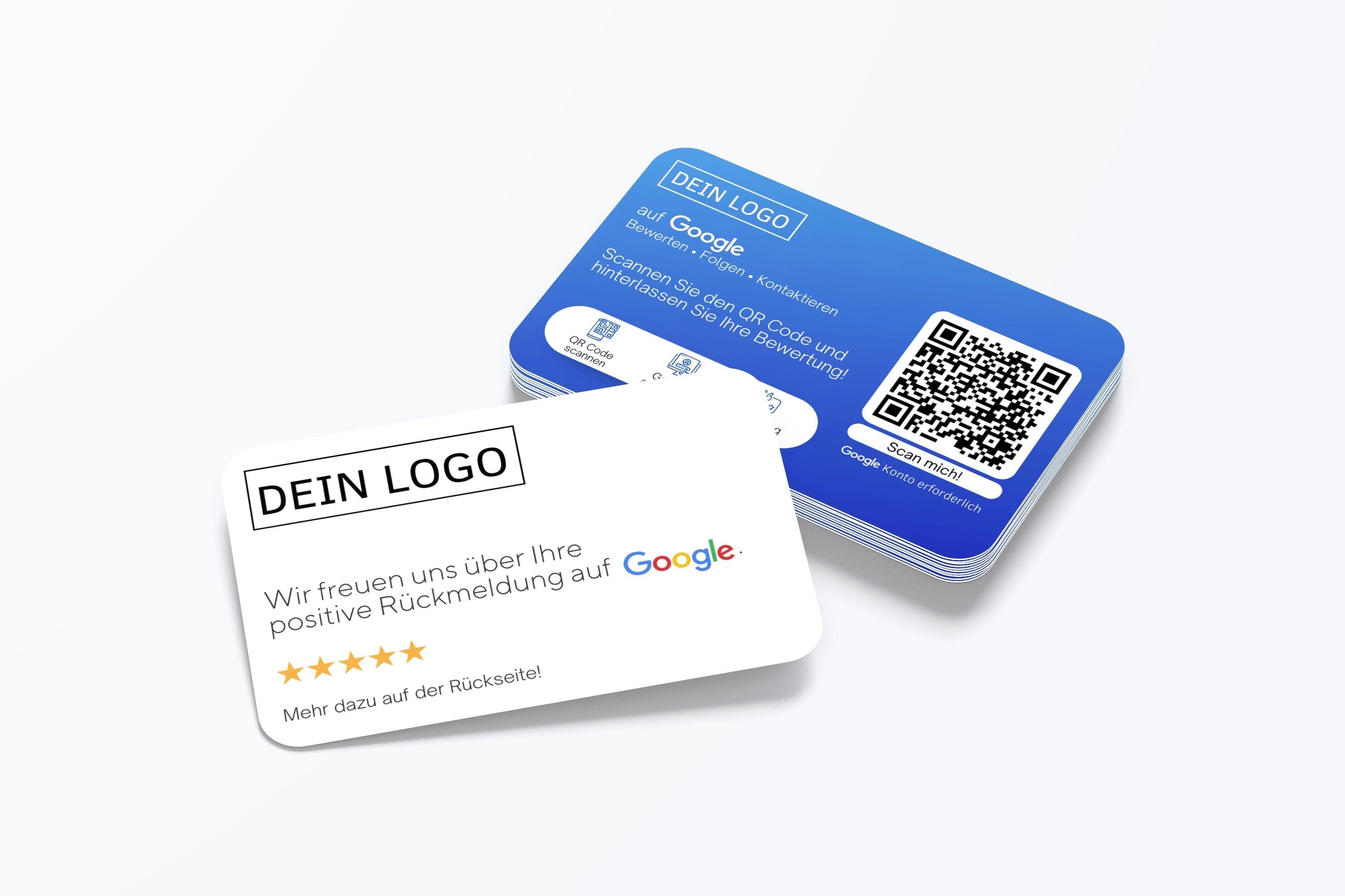 Bewertungskarten für Google Bewertung mit QR-Code Blau Modern