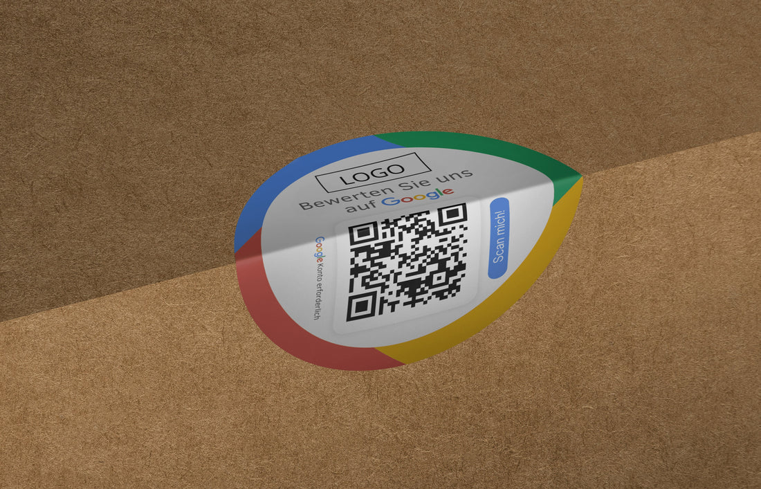 Google Bewertung Logo QR-Code Sticker - Personalisierte Etiketten auf Rolle