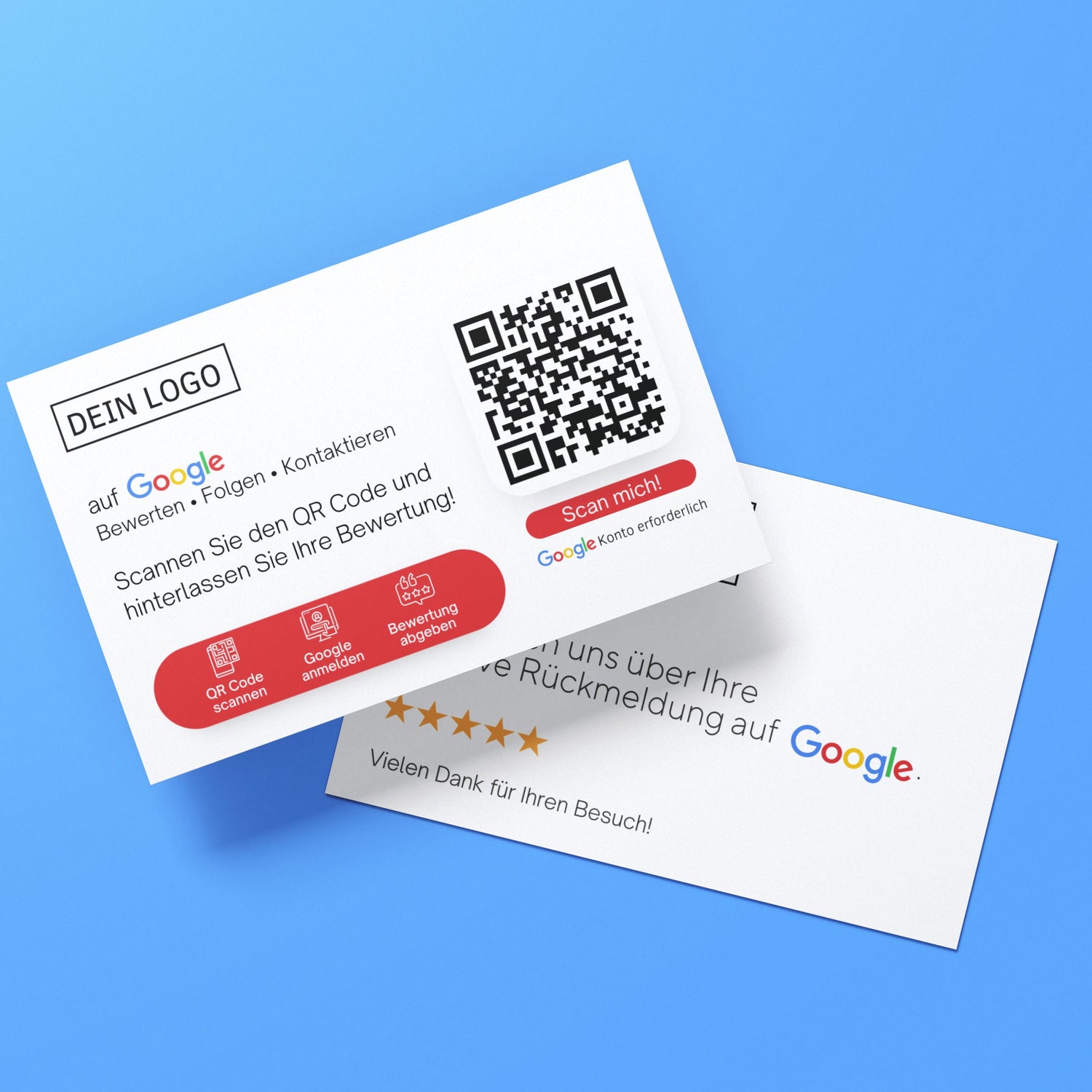 Bewertungskarten für Google mit QR-Code Icon Style