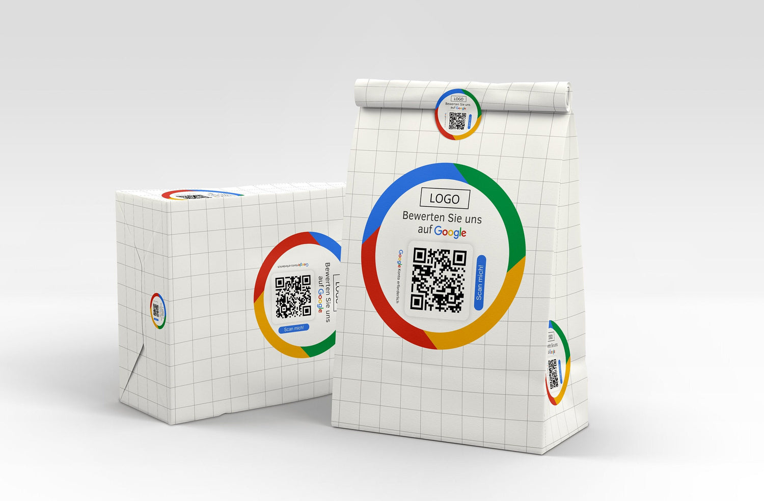 Google Bewertung Logo QR-Code Sticker - Personalisierte Etiketten auf Rolle