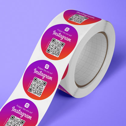 Instagram Follower QR-Code Sticker - Personalisierte Etiketten auf Rolle Classic