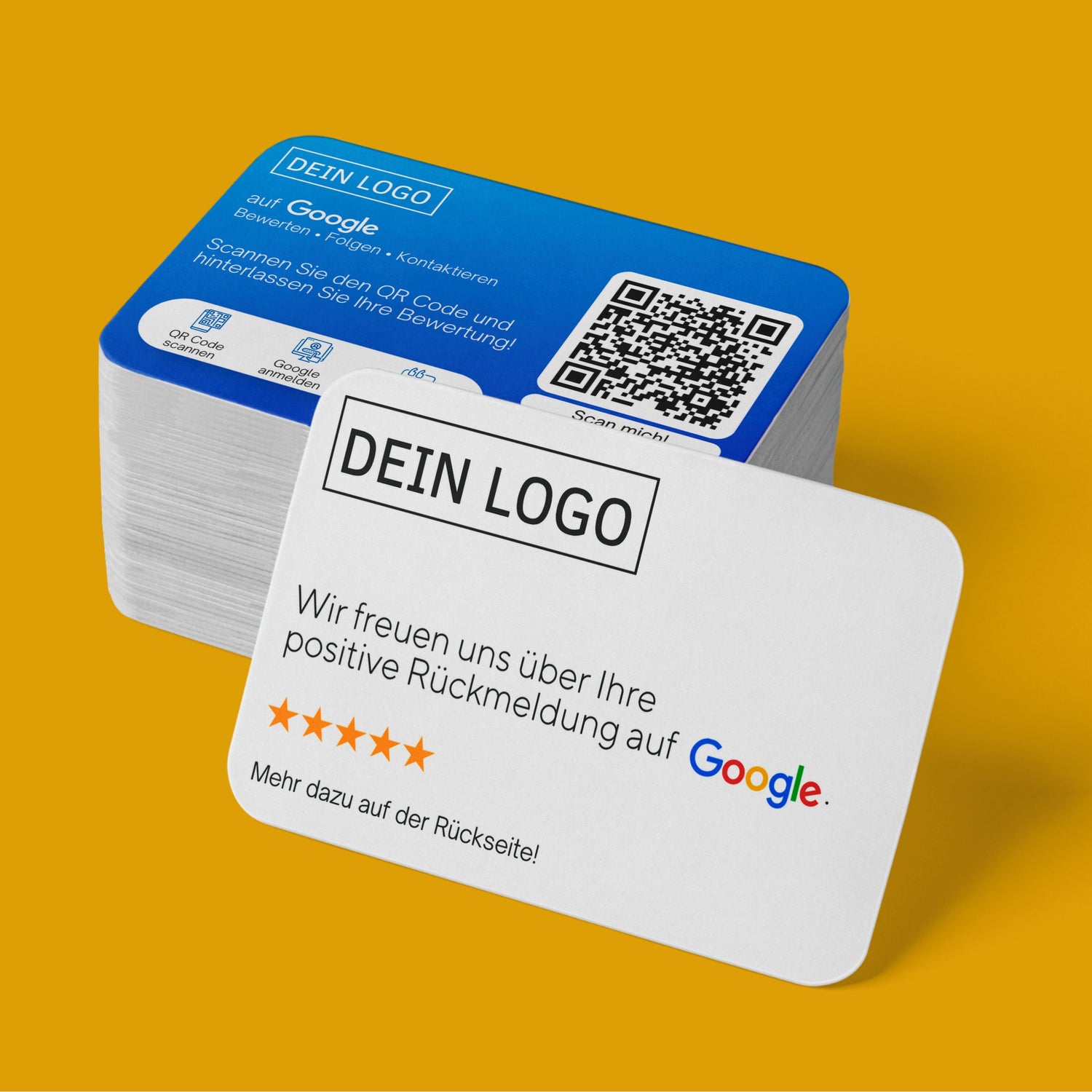 Bewertungskarten für Google Bewertung mit QR-Code Blau Modern