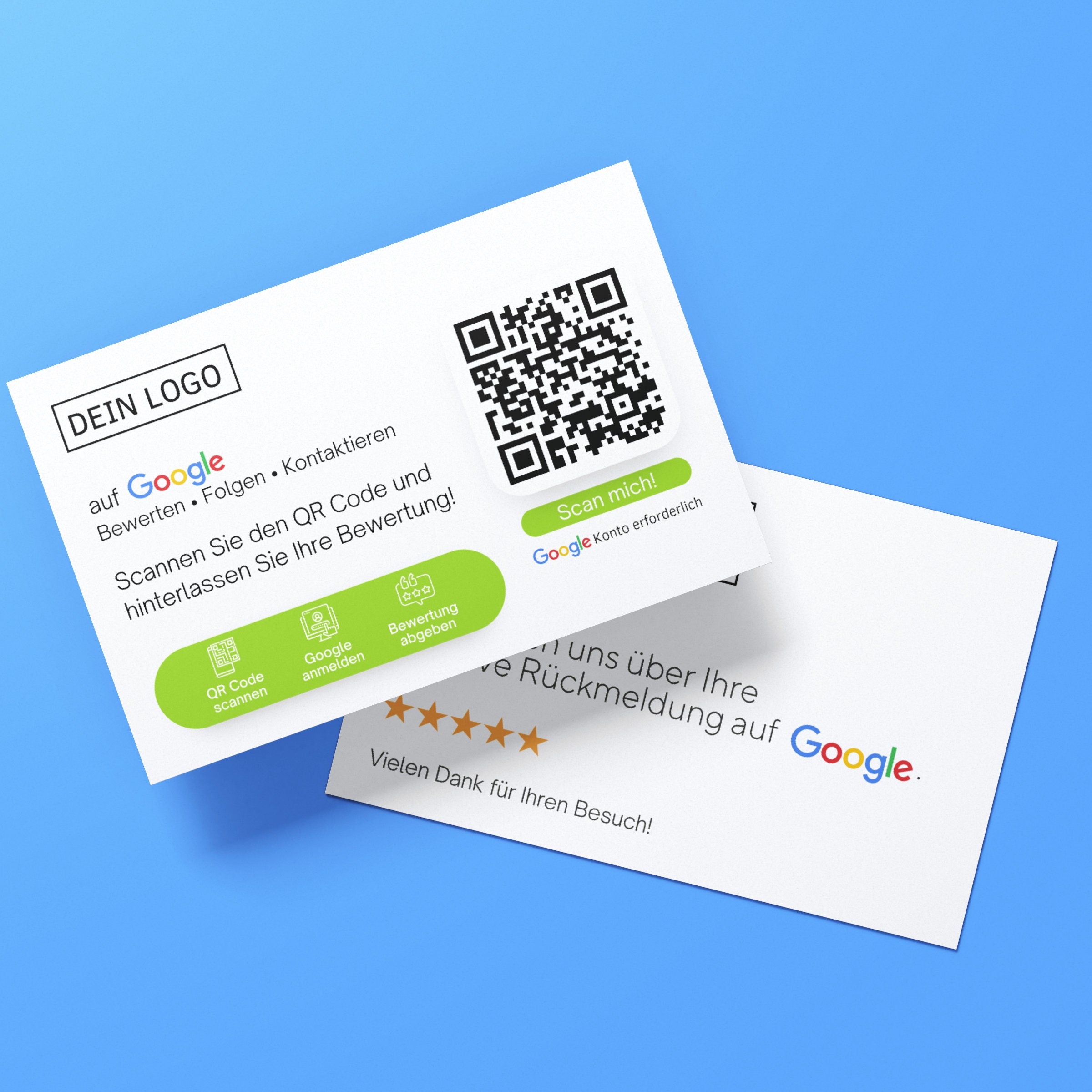 Bewertungskarten für Google mit QR-Code Icon Style