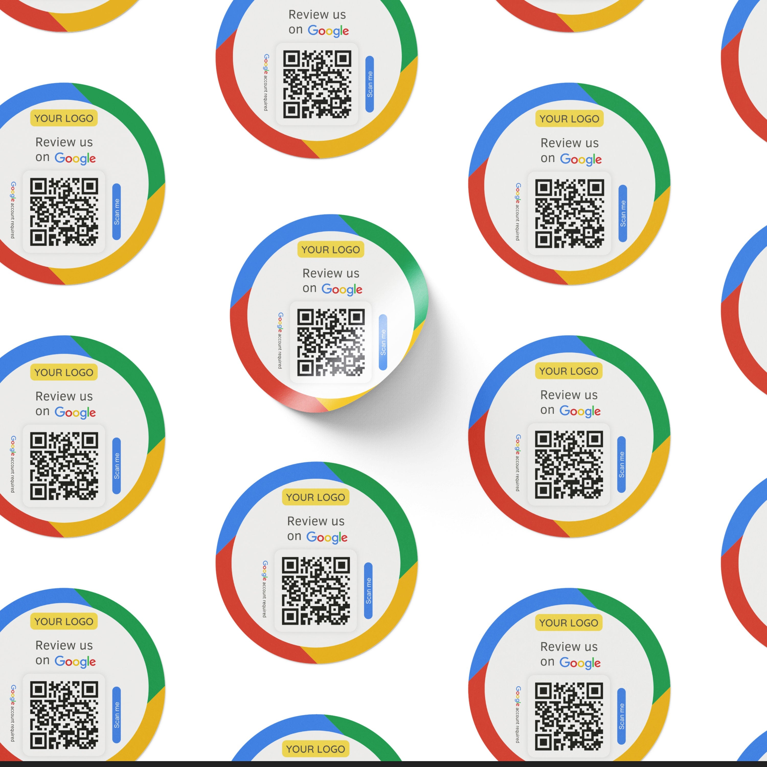 🇬🇧 Englisch - Google Bewertung Logo QR-Code Sticker