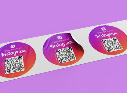 Instagram Follower QR-Code Sticker - Personalisierte Etiketten auf Rolle Classic